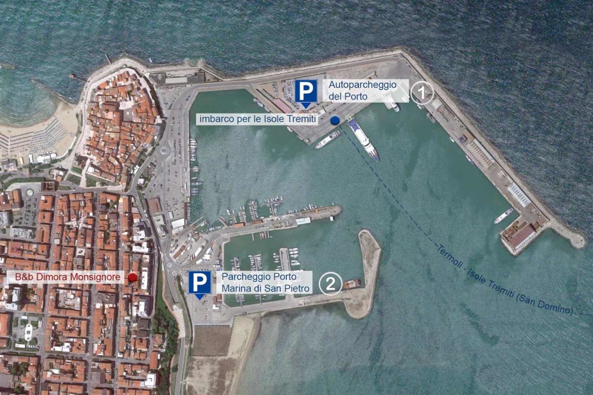 Parcheggio a Termoli vicino all’imbarco per le Isole Tremiti.