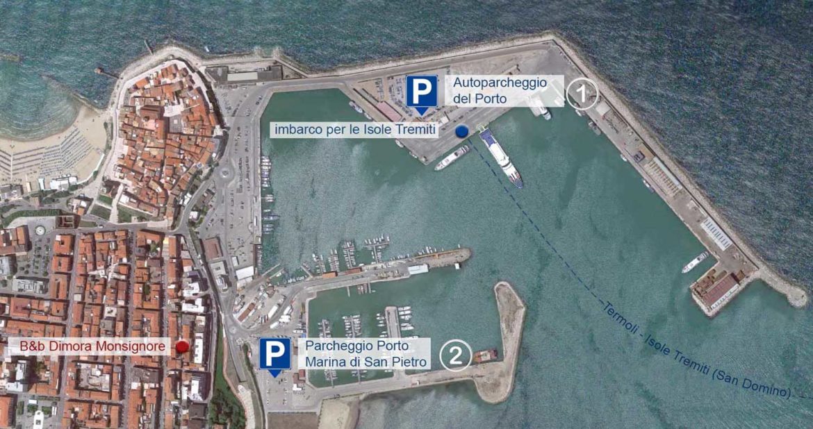 Parcheggio a Termoli vicino all’imbarco per le Isole Tremiti.